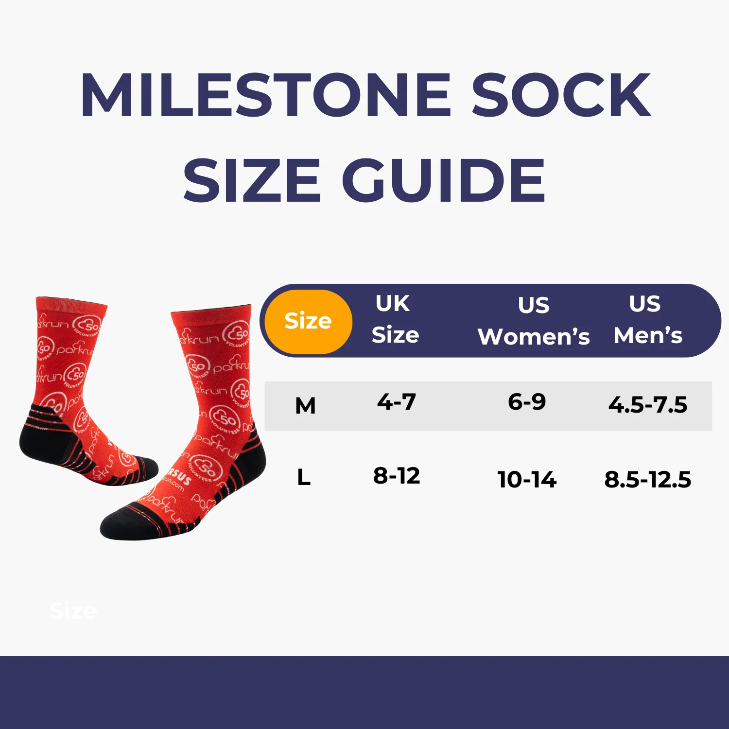 parkrun Milestone 10 Volunteer Socks - Image 2