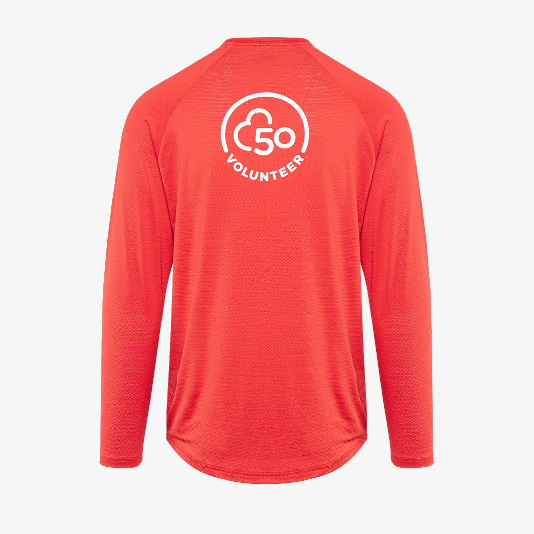 parkrun Milestone Men's Volunteer Long Sleeve Shirt 50 - Red